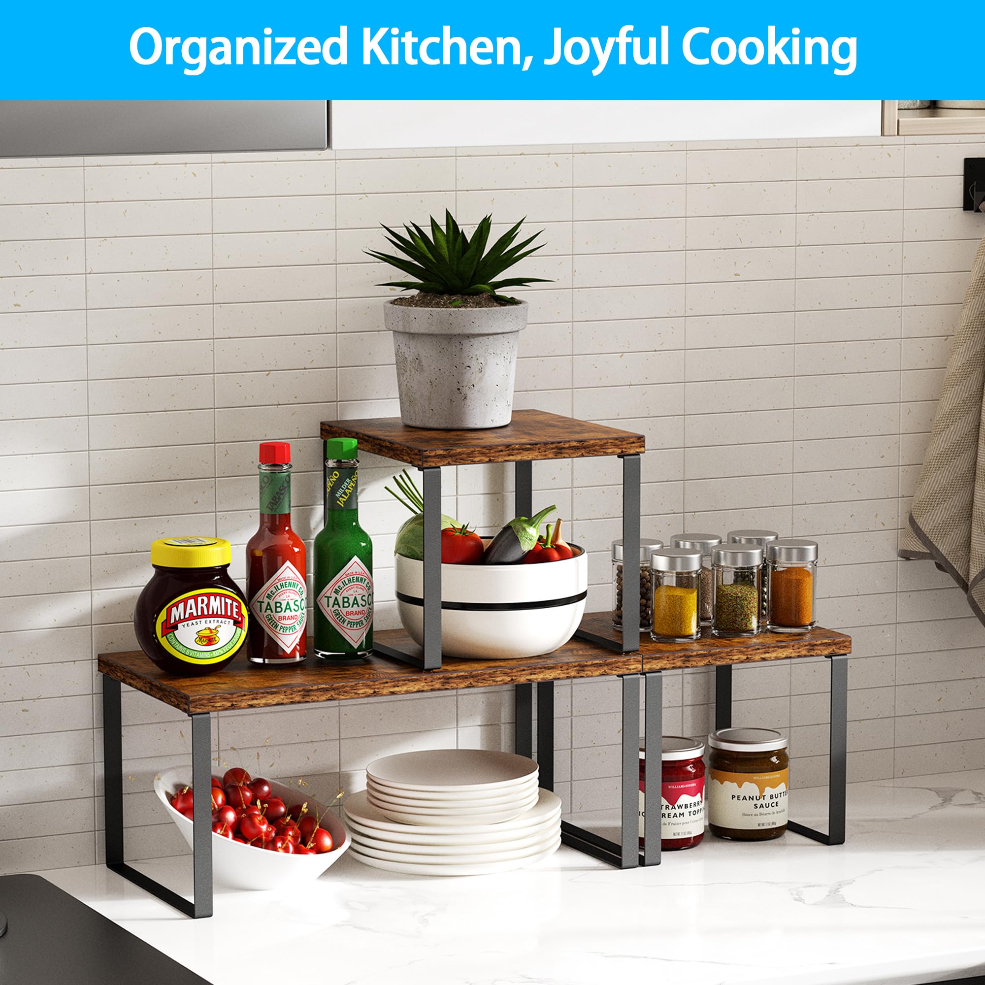 Two-tier adjustable Golener corner shelf enabling customizable storage.