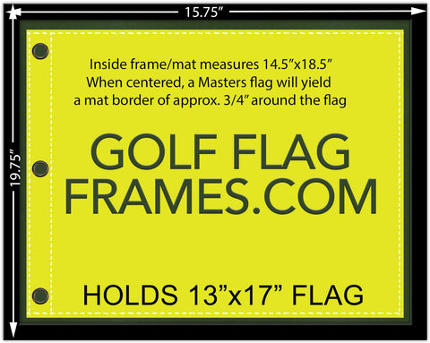 Golf Flag Frames compact black frame back view with sawtooth hanger for easy wall mounting