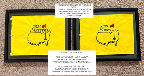 Golf Flag Frames compact green-black mats closeup showing vibrant Fairway Green contrast