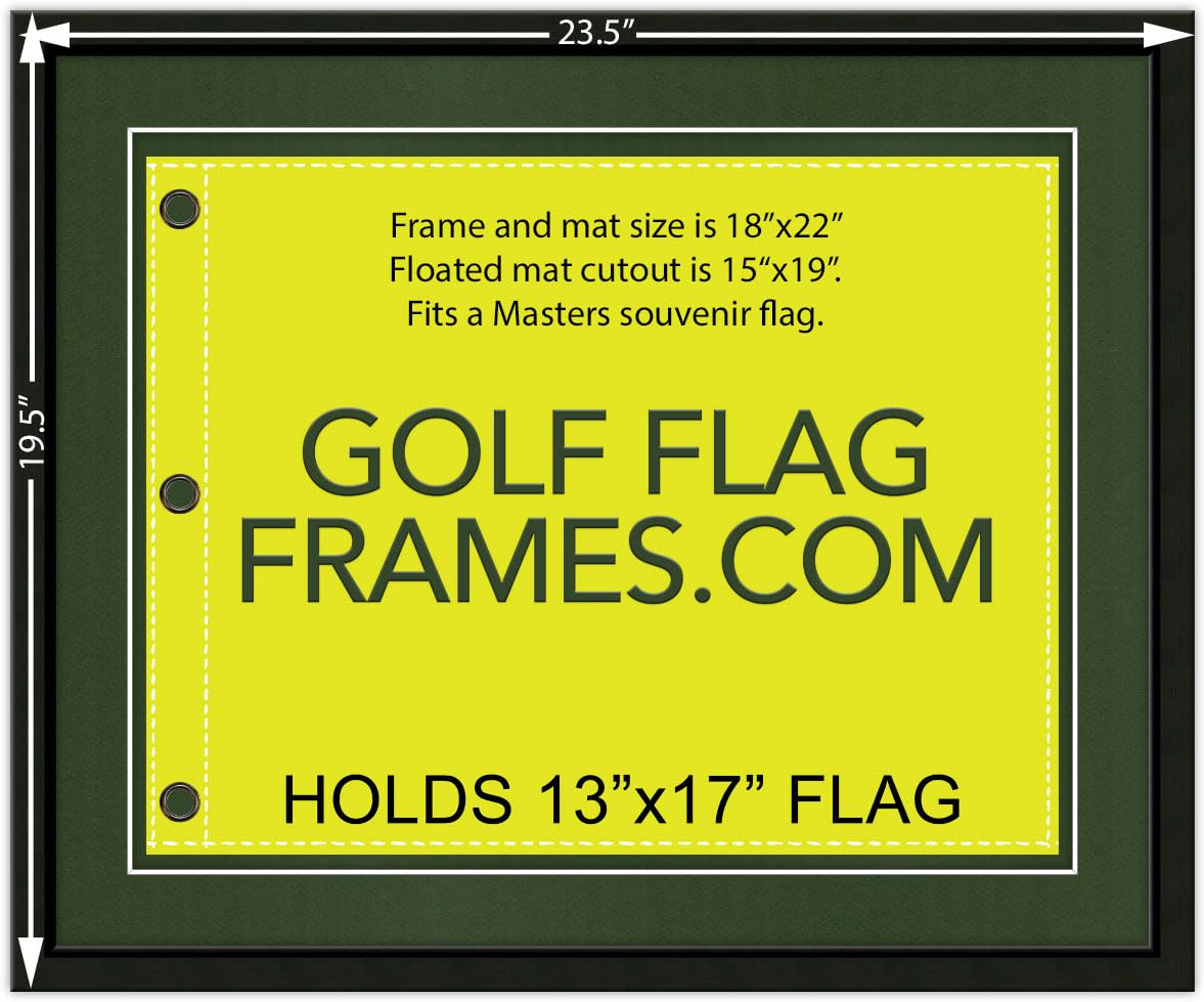 Golf Flag Frames feature double matting in Fairway Green for crisp presentation.