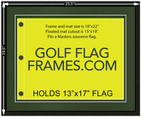 Golf Flag Frames feature double matting in Fairway Green for crisp presentation.