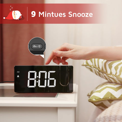 GOLOZA projection alarm clock with backup battery preserves settings during outages.