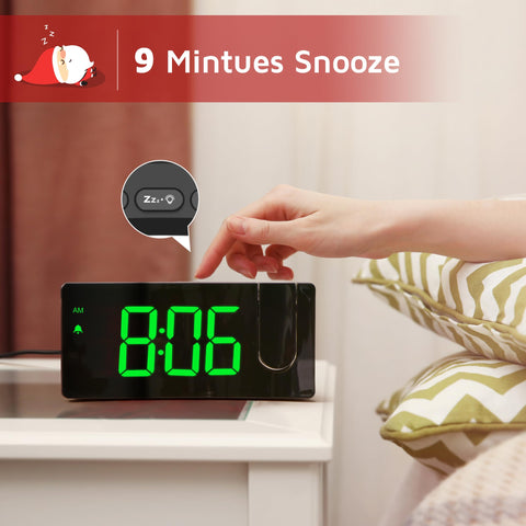 GOLOZA Projection Alarm Clock backup battery preserves settings during outages for seamless wake-ups