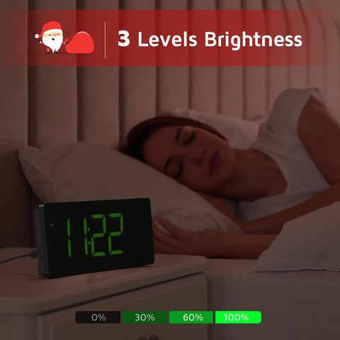 GOLOZA Projection Alarm Clock brightness levels enable clear reading day or night without glare