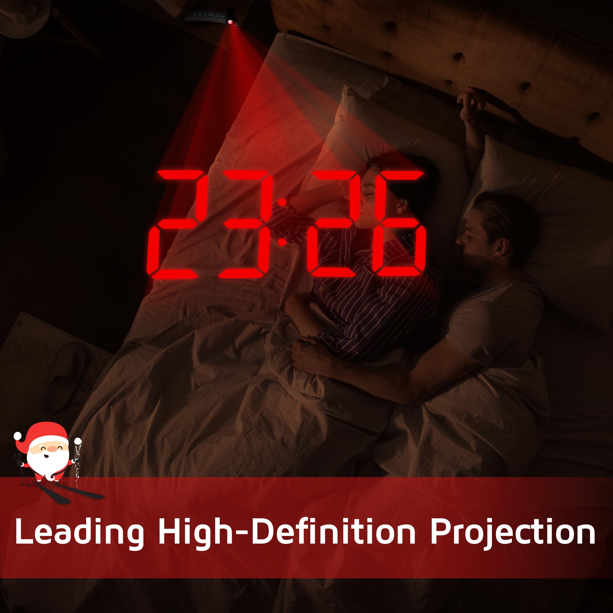 GOLOZA projection alarm clock projecting a sharp time image on the wall.