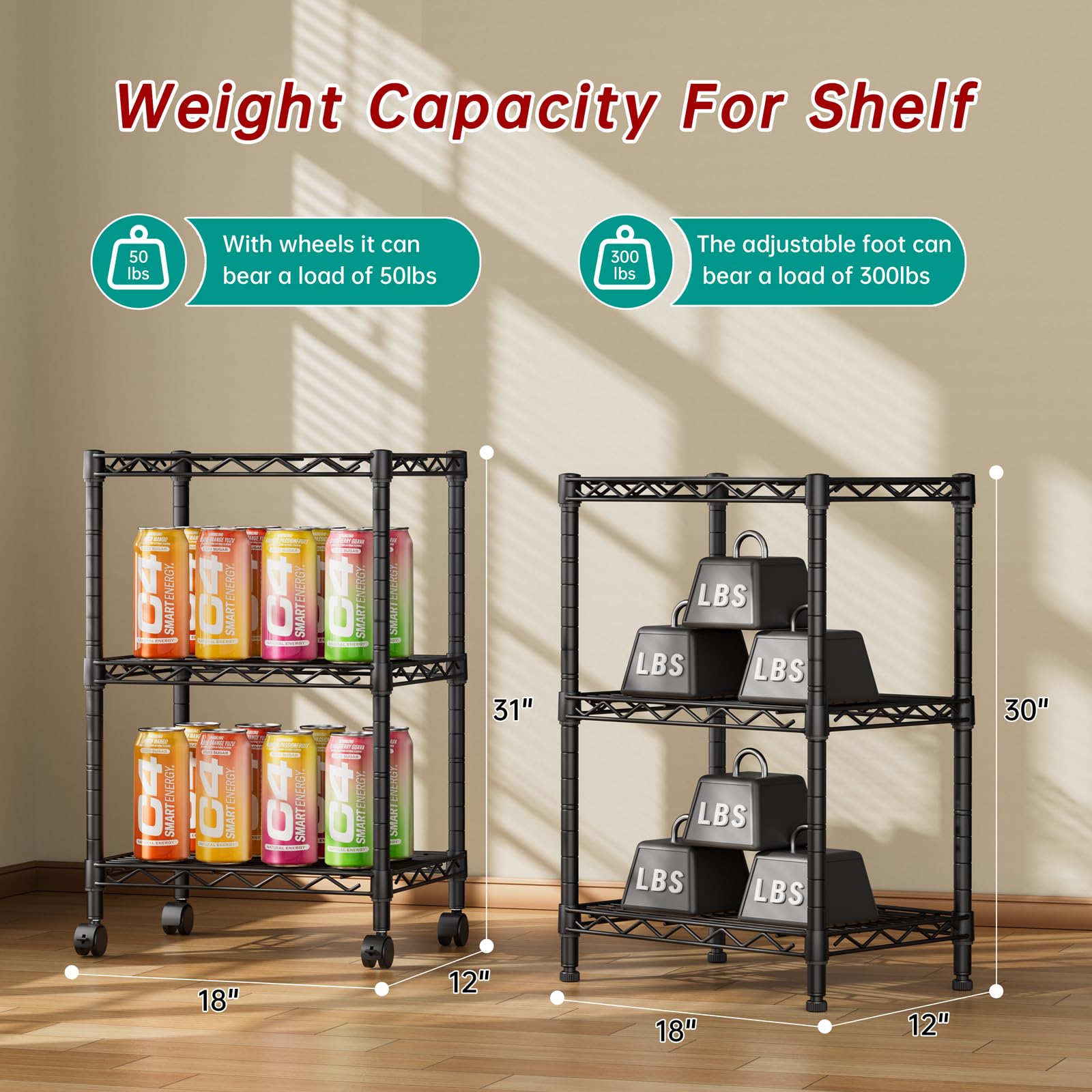 Golpart 3-tier adjustable shelf pantry organization keeps odds and ends tidy.