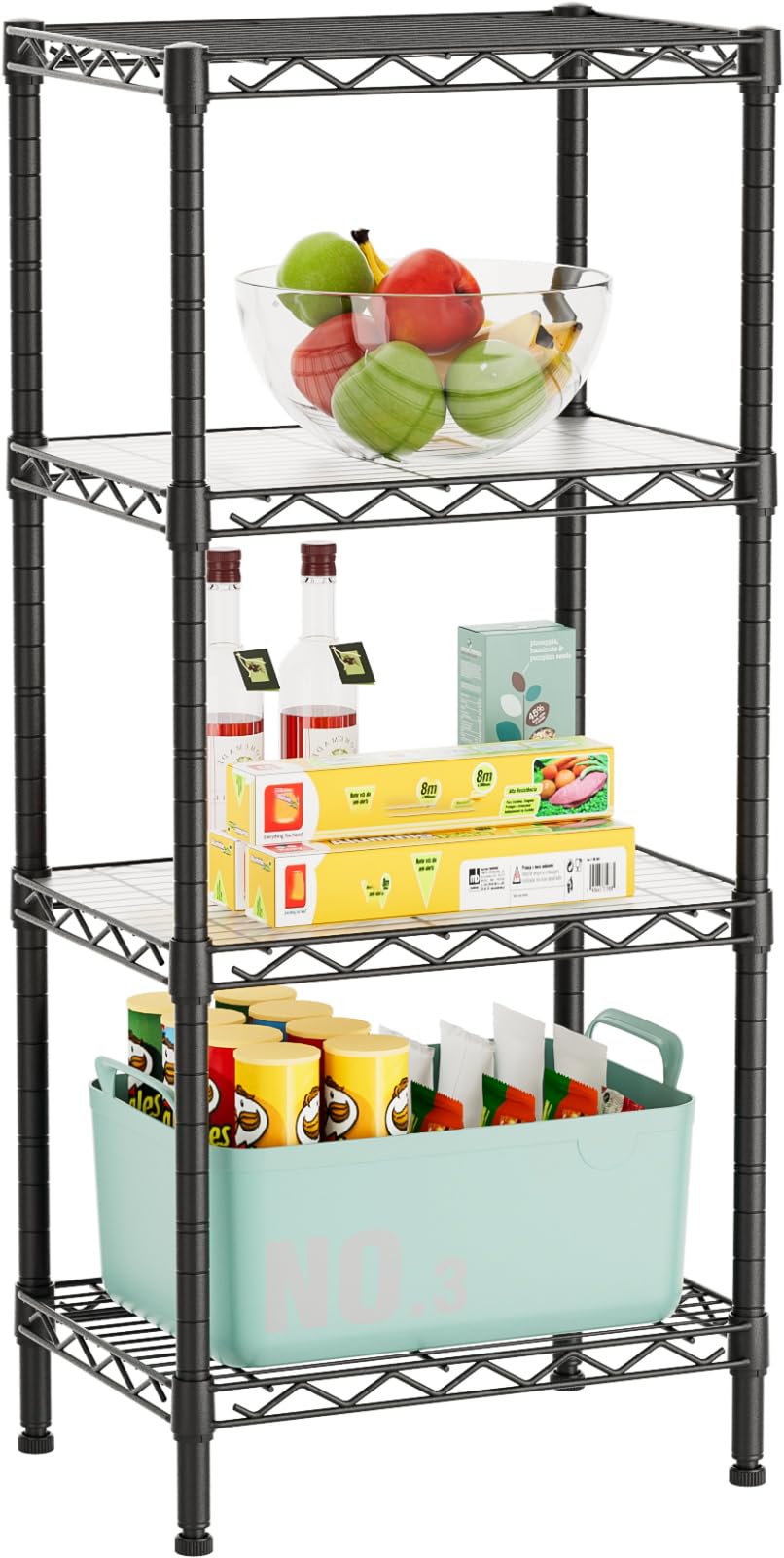 Golpart 4-tier shelving unit front view for organized storage.