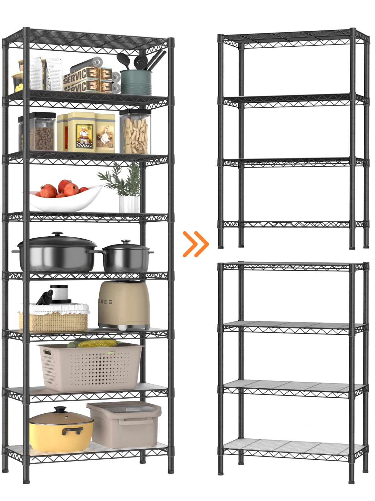 Golpart 8-tier shelving assembly for quick organization without tools