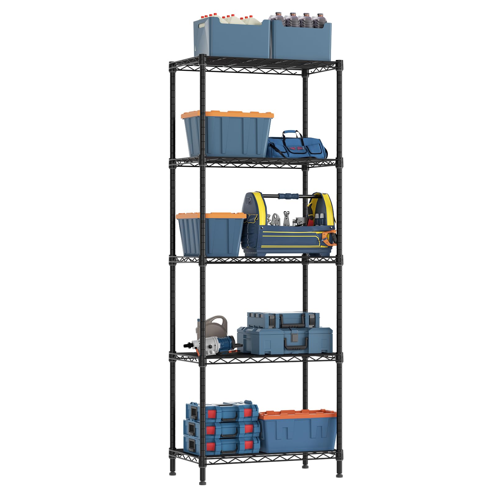 Golpart adjustable feet ensure level storage on uneven floors.