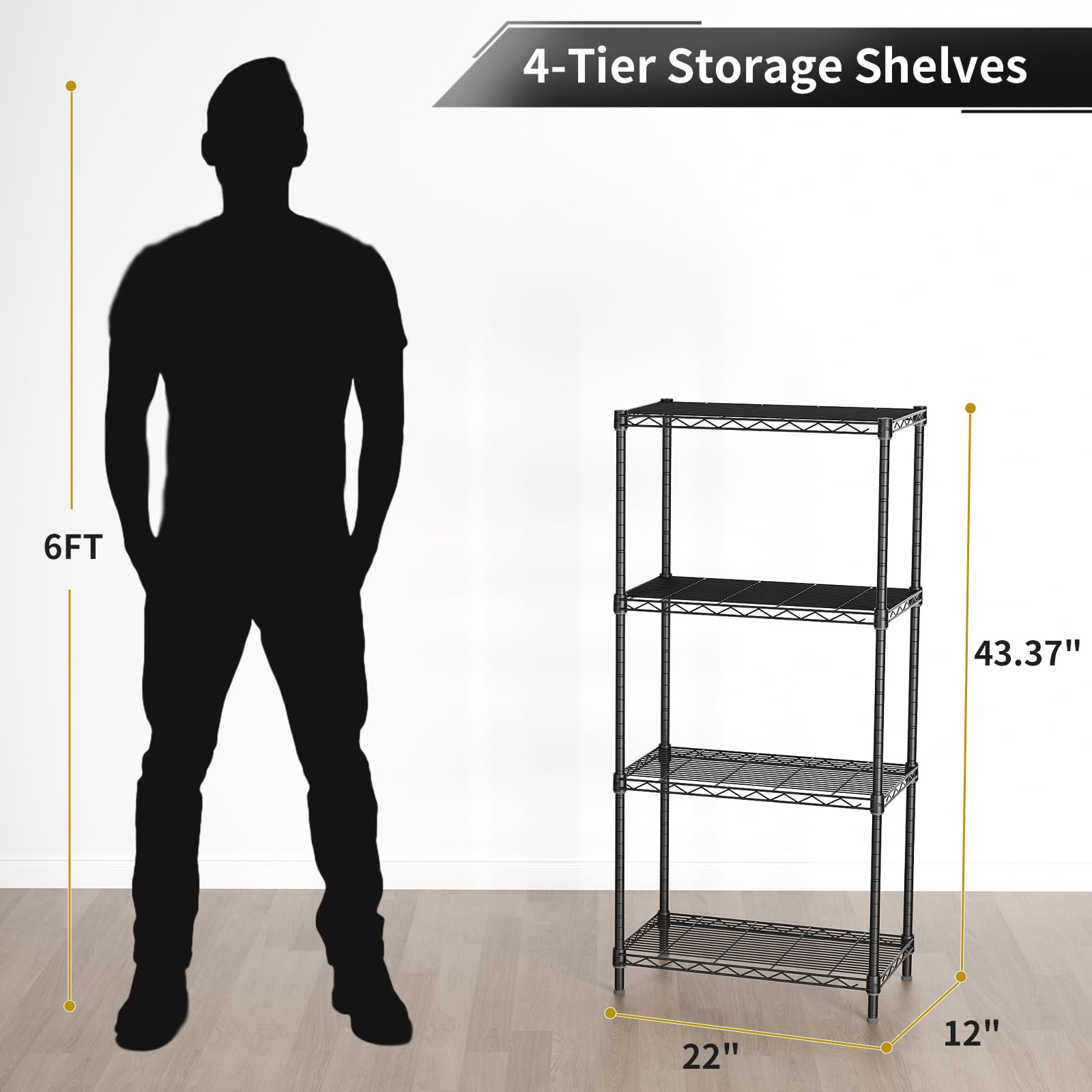 Golpart adjustable shelves with 1-inch increments maximize space in corners.