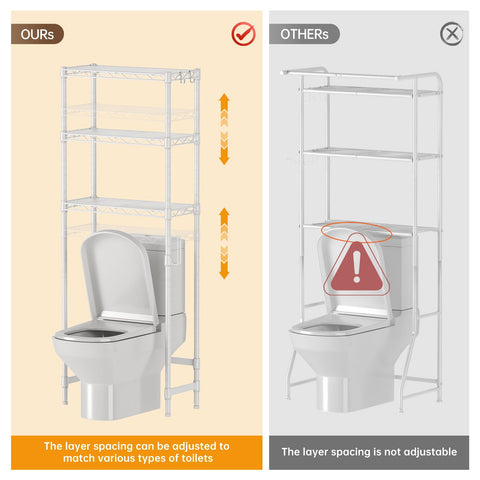 Golpart anti-slip pads prevent spills on each shelf.