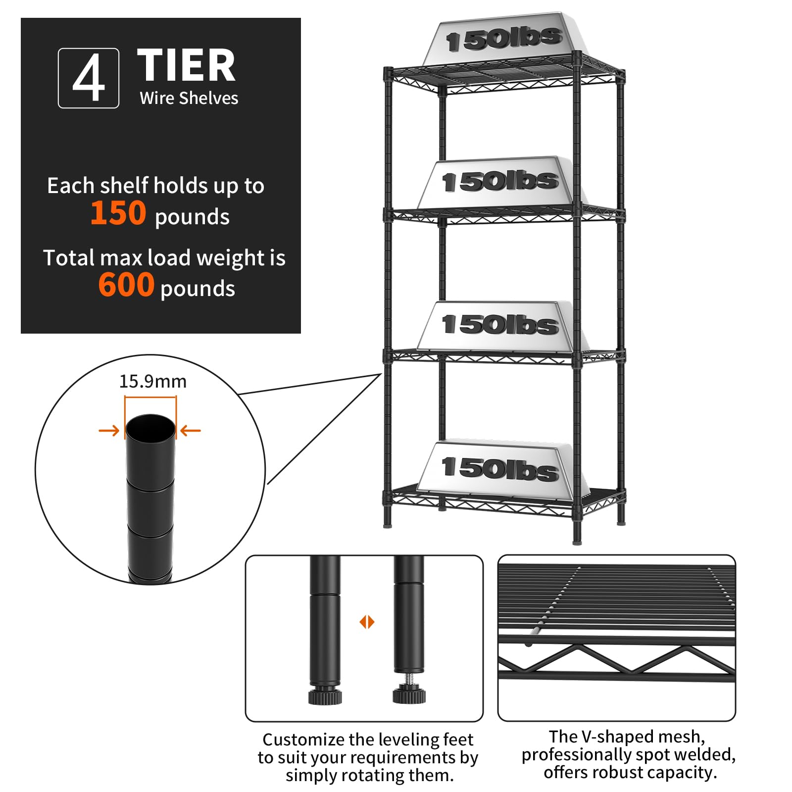 Golpart black metal shelving in kitchen or office frame provides sturdy storage.