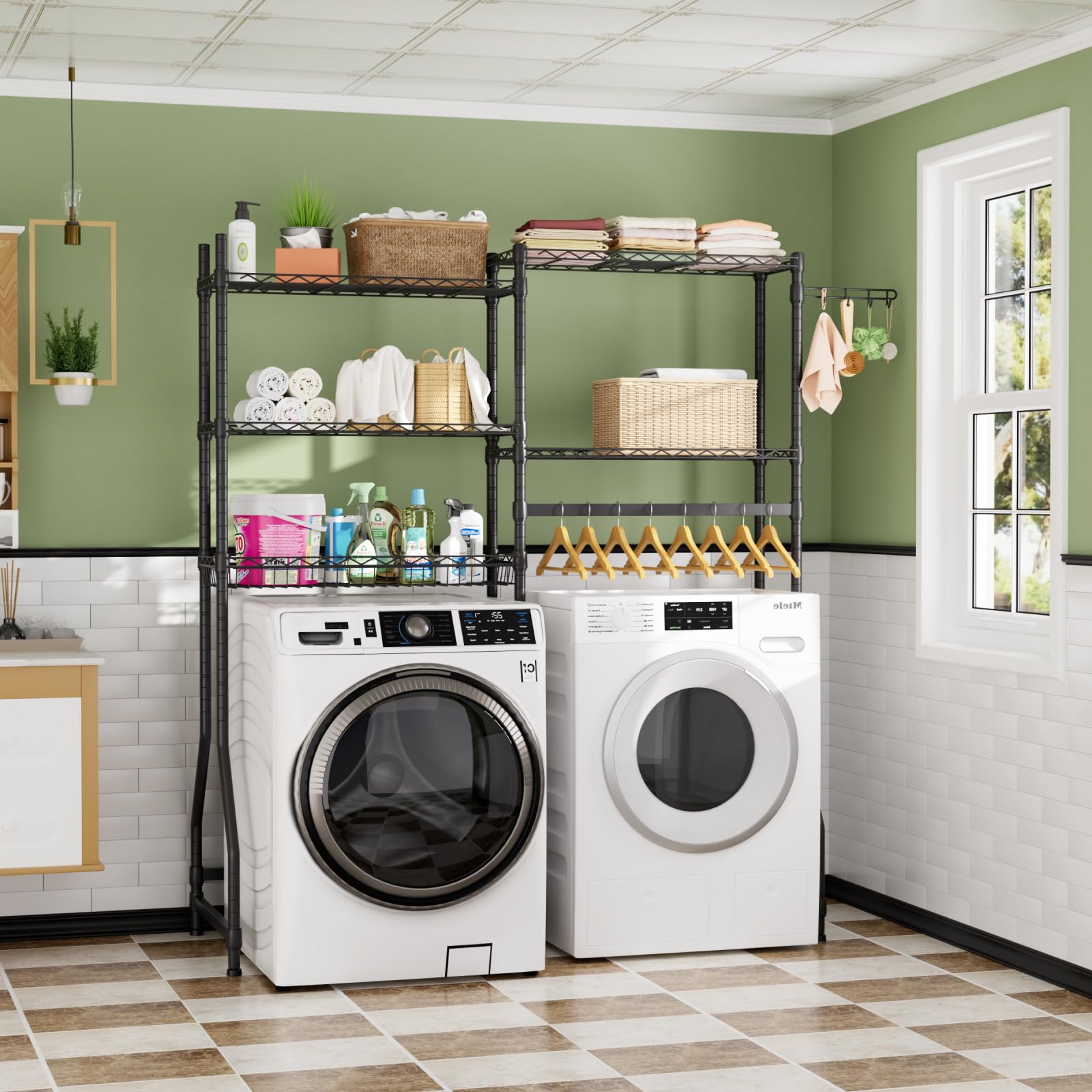 Golpart five-tier laundry storage with sturdy wire shelves and ample capacity.