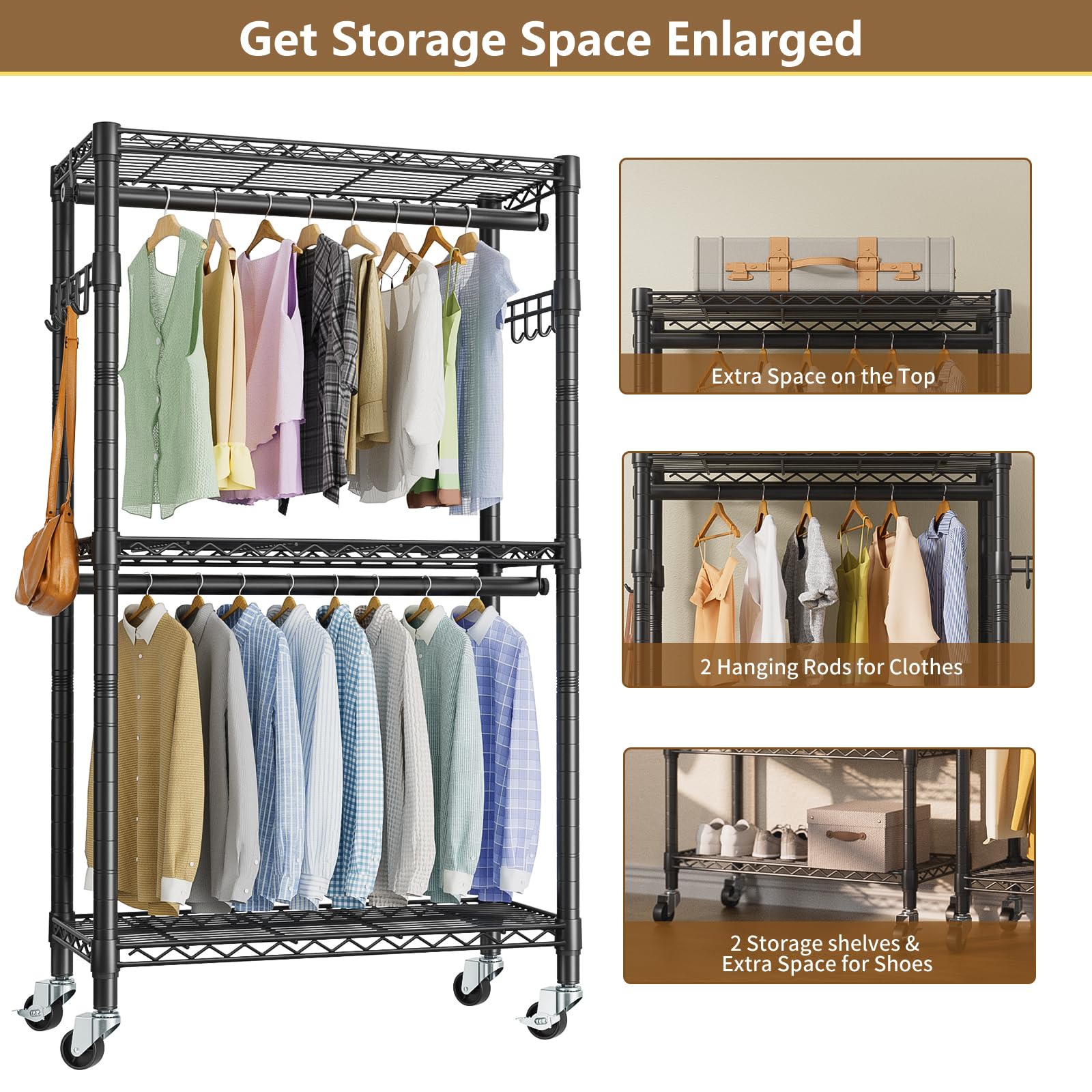 Golpart adjustable shelves adapt to shoes and folded items
