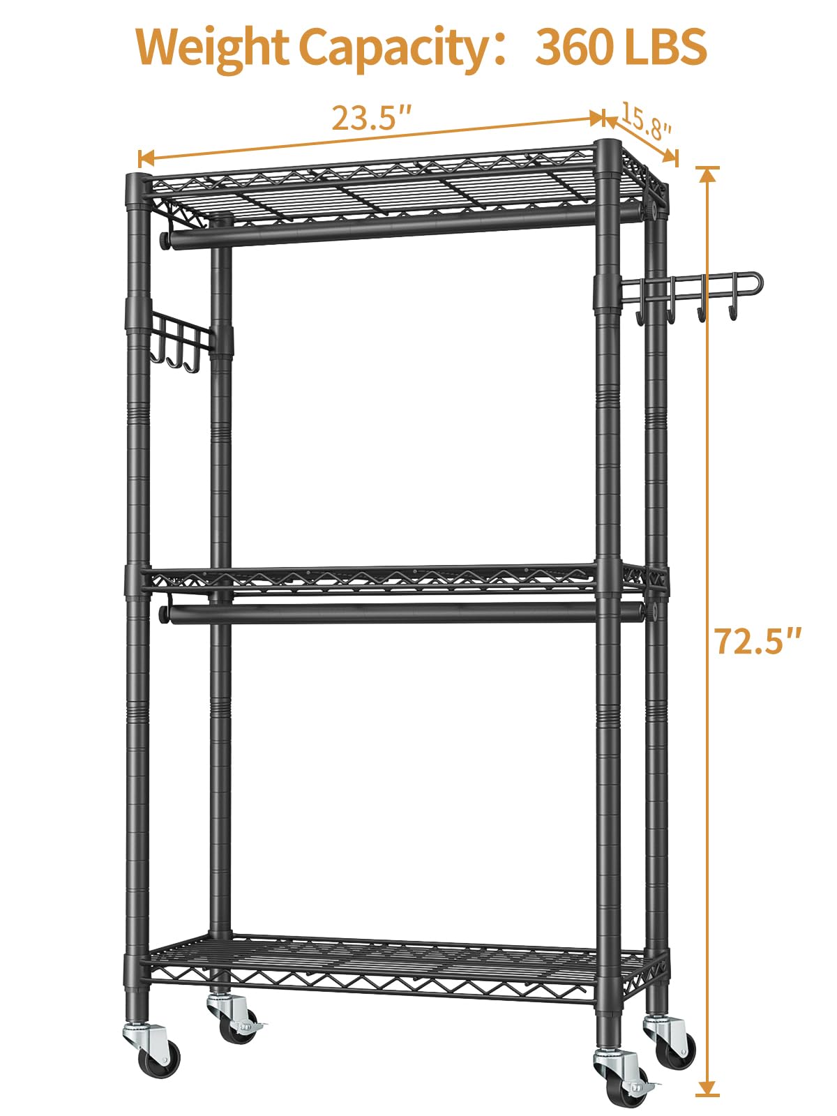 Golpart wardrobe rack on a wheeled base for portable storage