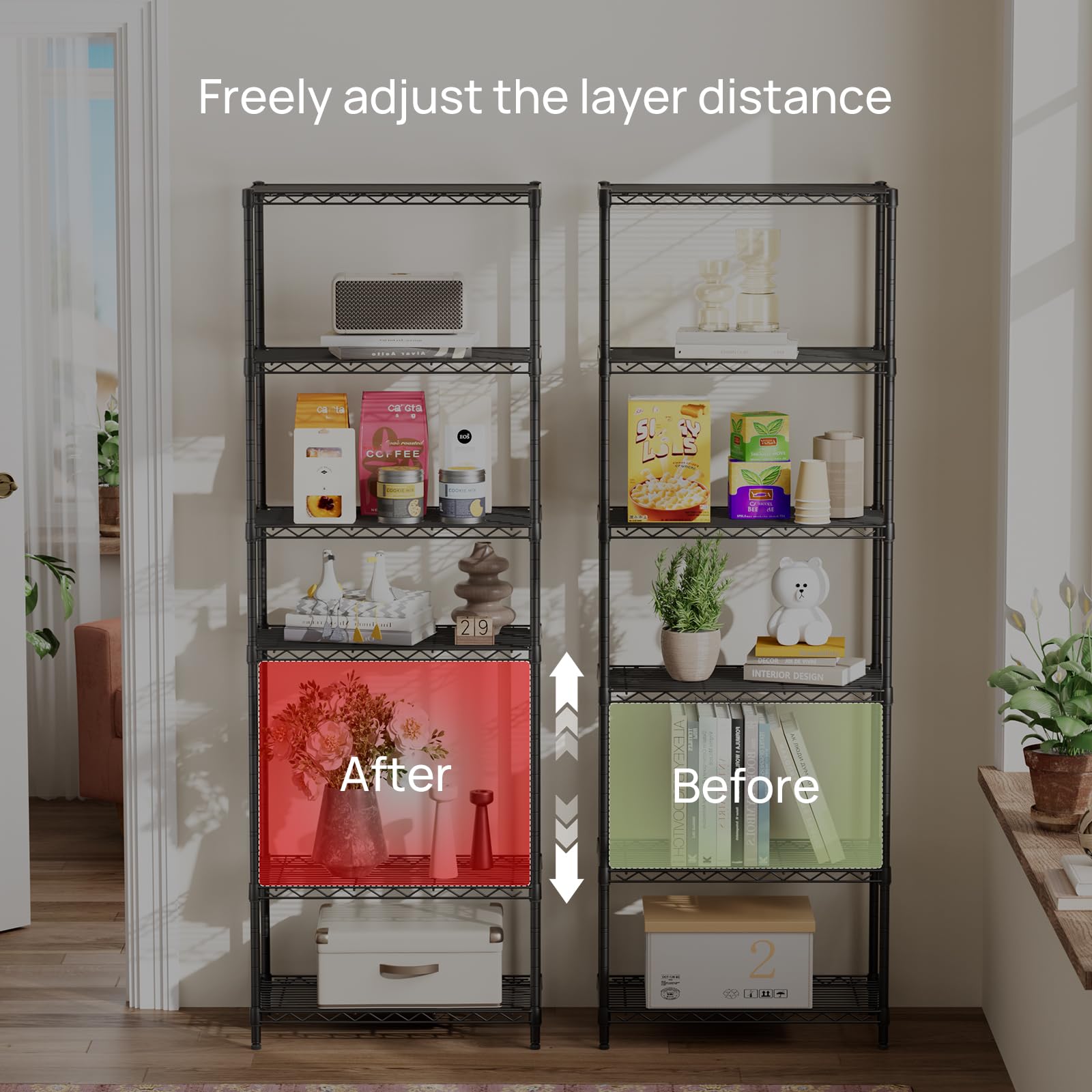 Golpart kitchen pantry shelf keeps cans and bottles neatly organized.