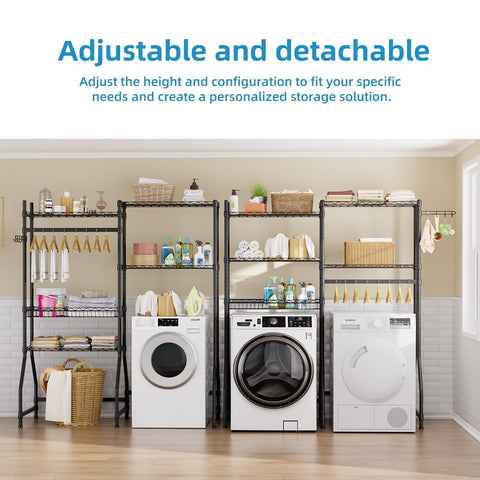 Golpart adjustable-height shelves customize storage to fit your washer space.
