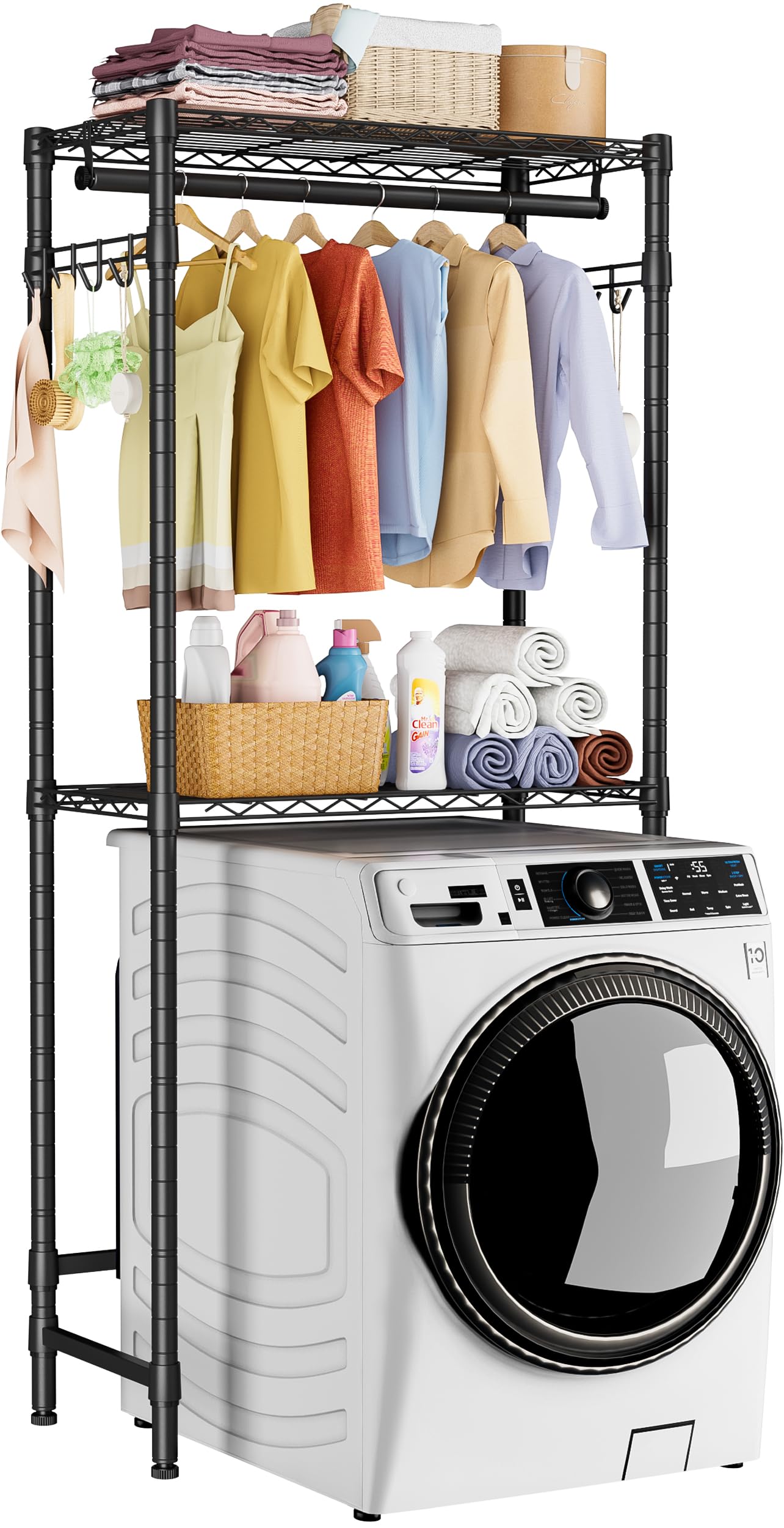 Golpart over-washer-dryer-shelves-2-tier keeps laundry essentials within reach