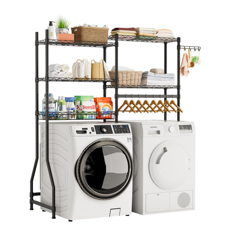 Golpart over-washer-dryer shelves setup showcasing space-saving organization.