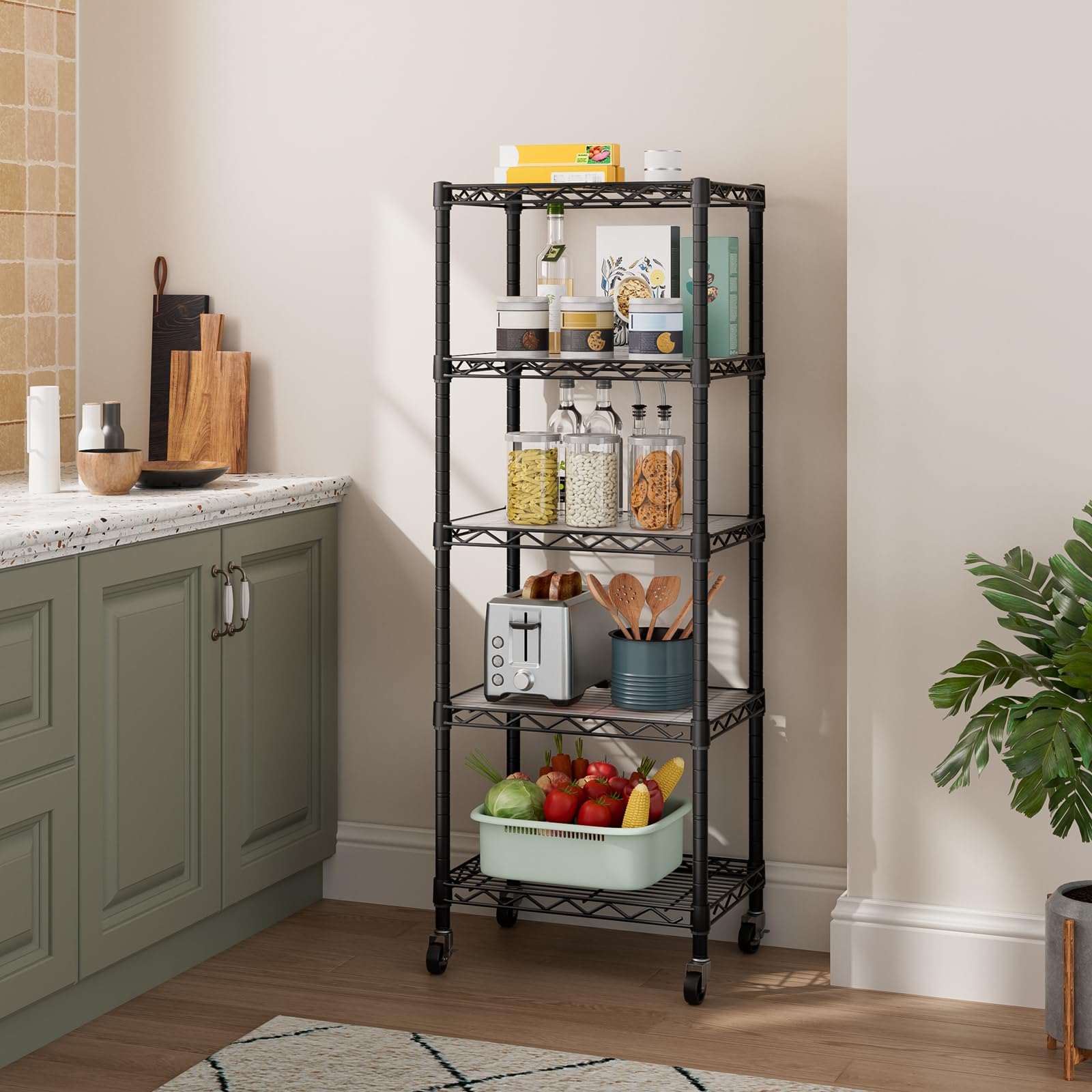 Golpart Small 5-Tier Shelves shown at 57.2 inches height for tall storage