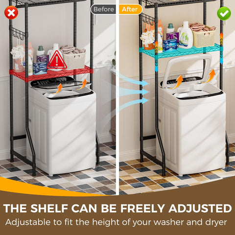 Golpart space-saving-laundry-rack creates room for folding and sorting near machines