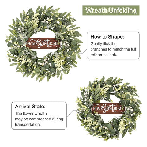 GOLUTYOK 20-inch wreath for indoor or sheltered outdoor entry