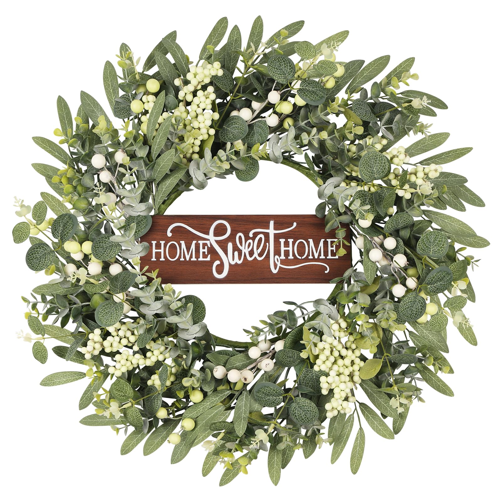 GOLUTYOK artificial eucalyptus wreath on front door with lifelike greenery