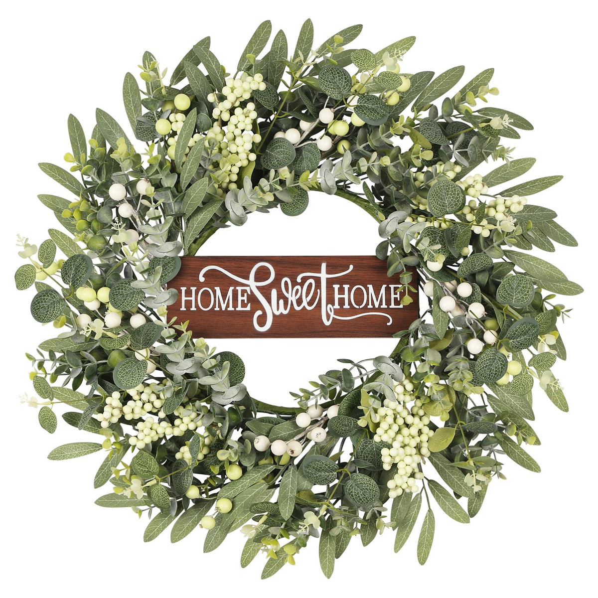 GOLUTYOK artificial eucalyptus wreath on front door with lifelike greenery