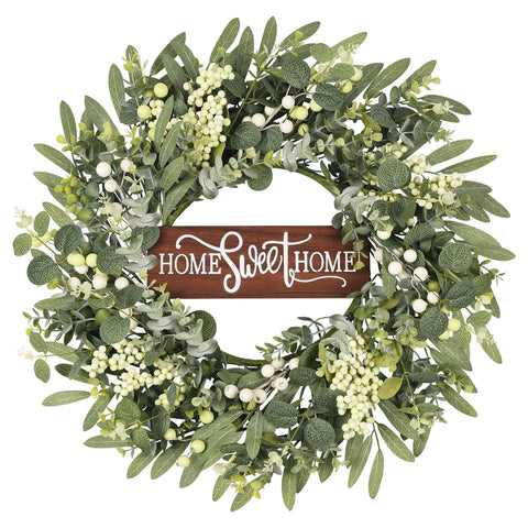 GOLUTYOK artificial eucalyptus wreath on front door with lifelike greenery