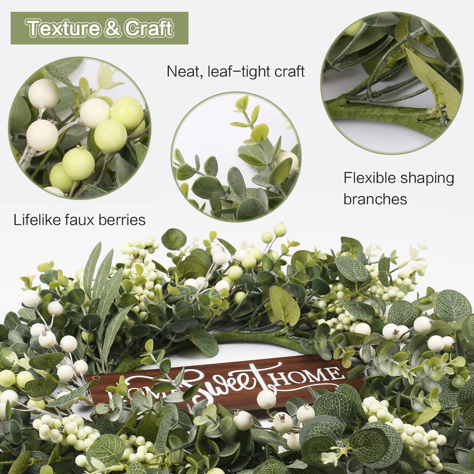 GOLUTYOK wreath with white berries highlights seasonal accents