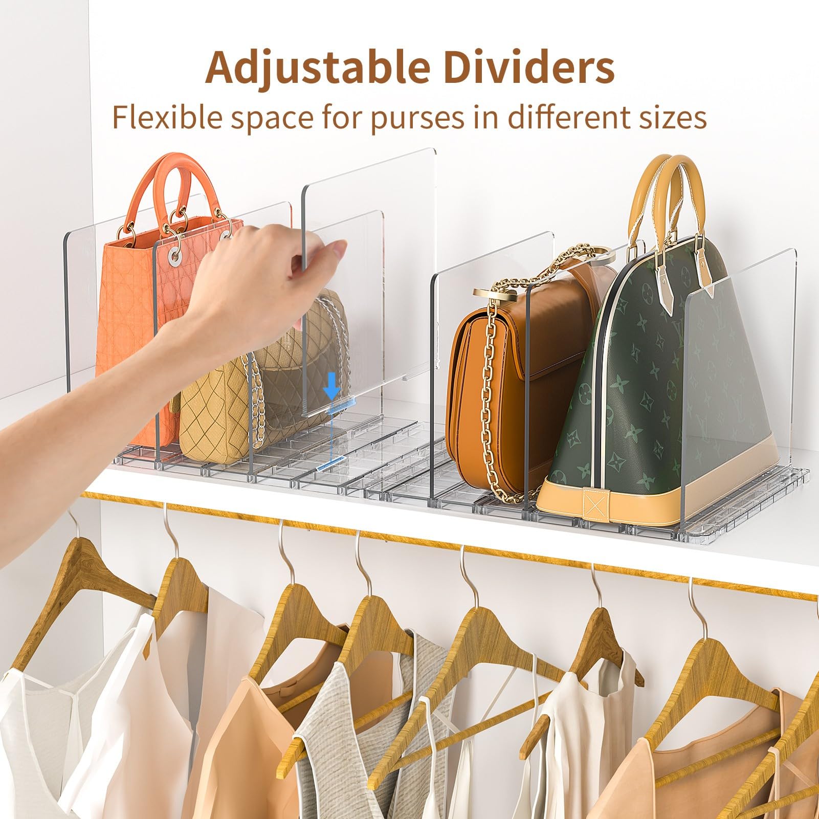 GoMaihe clear handbag storage shelf upright display for quick access