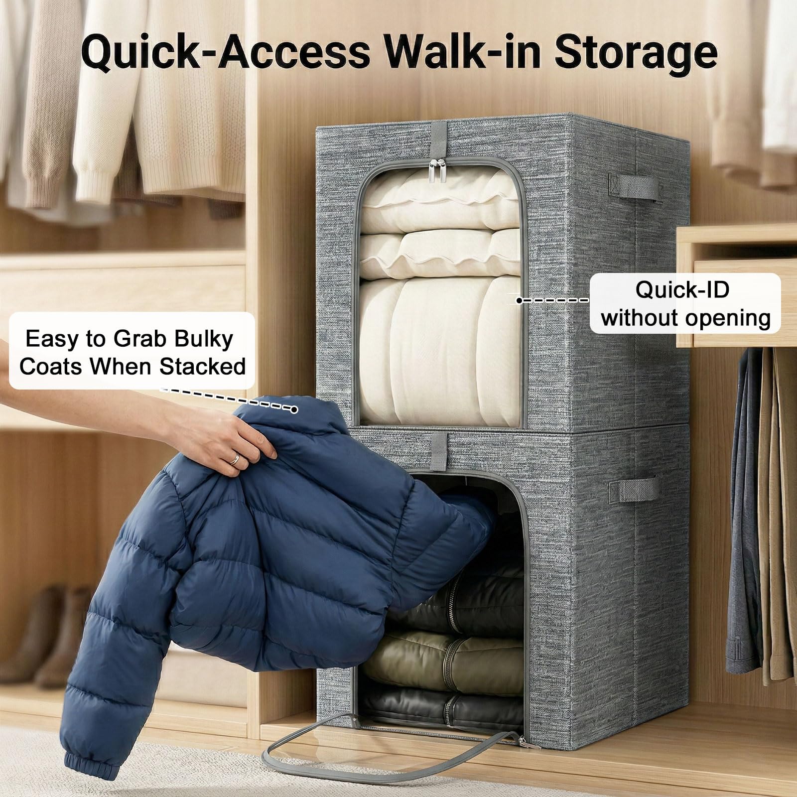 GoMaihe clear PVC window helps locate items quickly without unstacking.