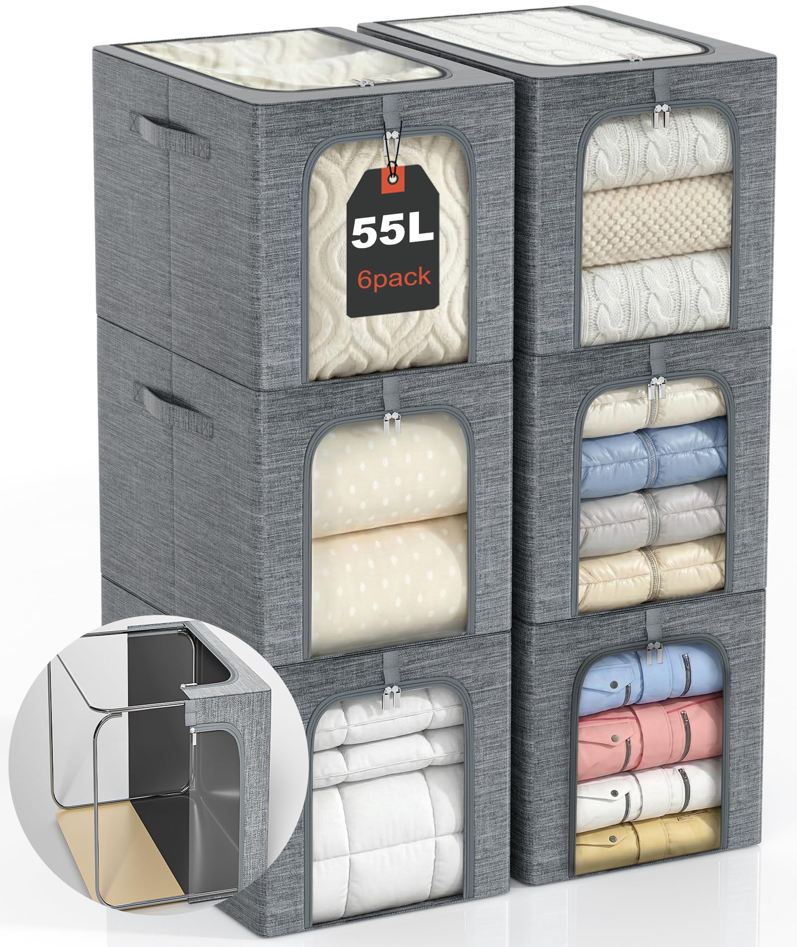 GoMaihe clothes storage bin with lid and window keeps garments organized and protected.