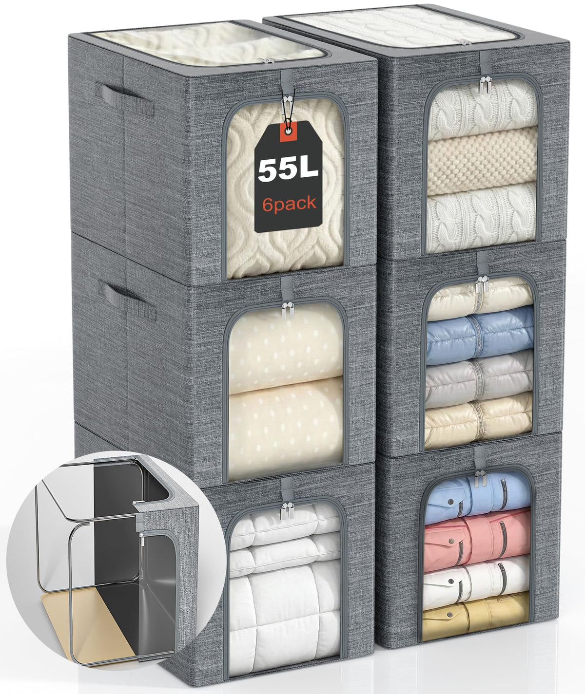 GoMaihe clothes storage bin with lid and window keeps garments organized and protected.