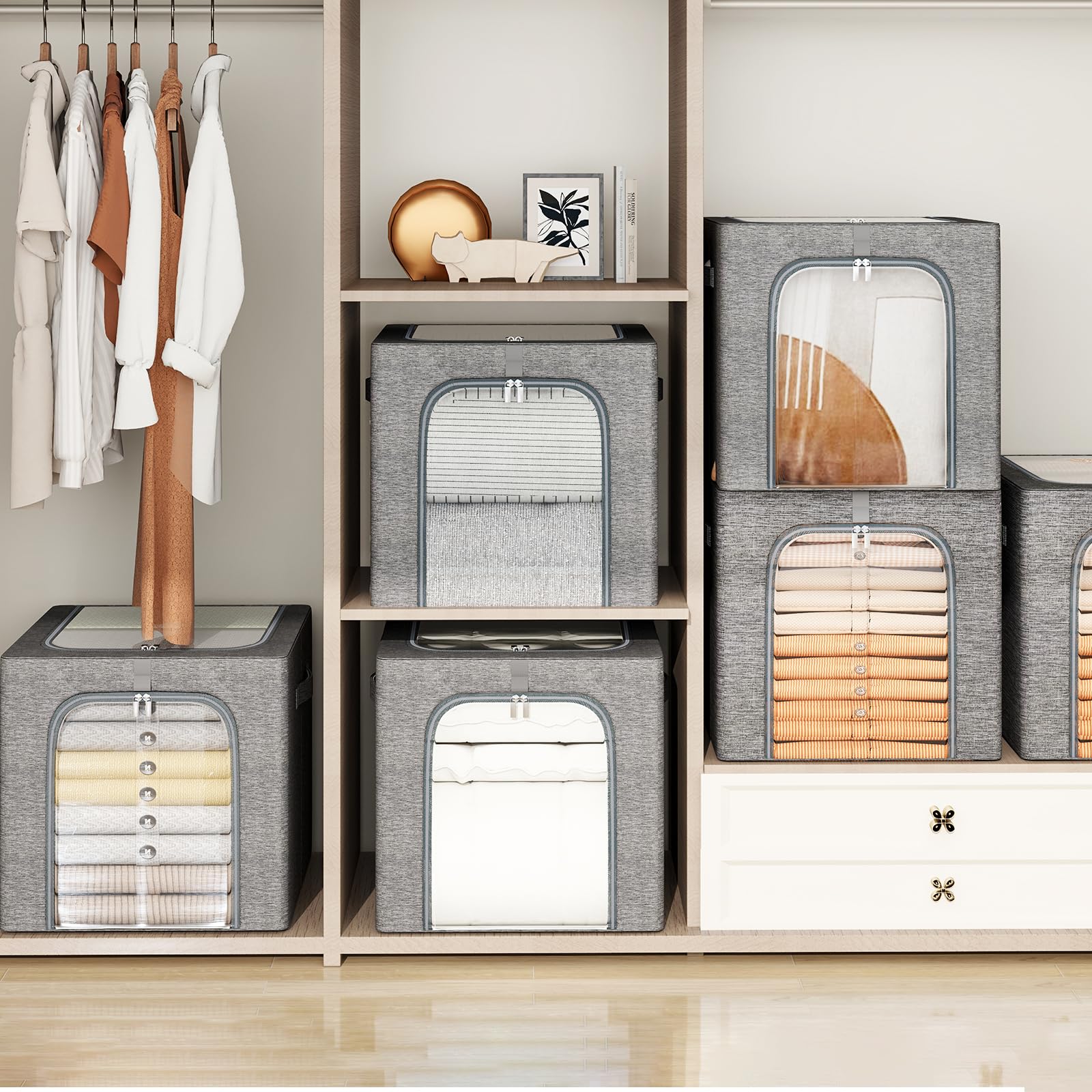 GoMaihe foldable storage bin flat for compact storage.