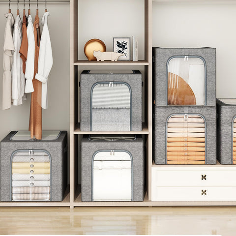 GoMaihe foldable storage bin flat for compact storage.