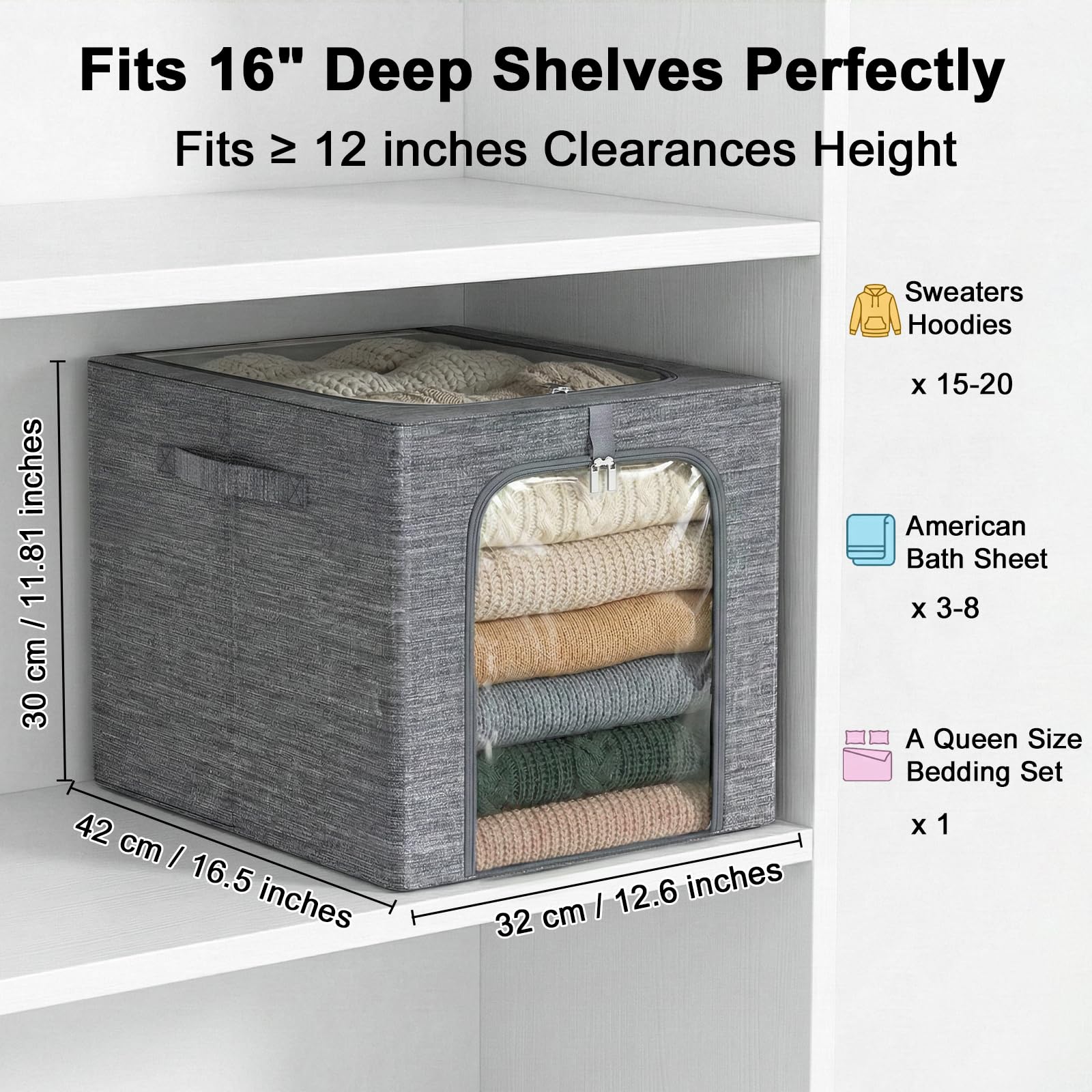 GoMaihe moisture-proof fabric bin protects blankets and sweaters from dust and moisture.
