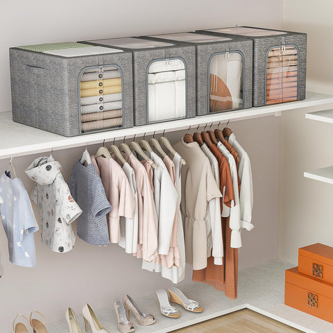 GoMaihe no-assembly storage bin with sturdy metal frame.