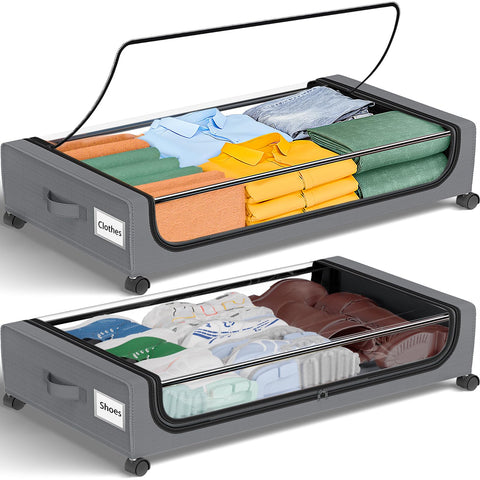 GoMaihe under-bed storage with wheels for easy rolling bins under beds