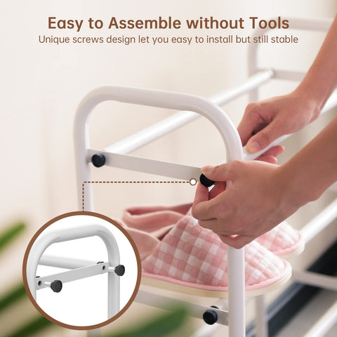 Gonfoam 3-Tier Expandable Shoe Rack extended length demonstrates up to 33.8 inches for extra capacity