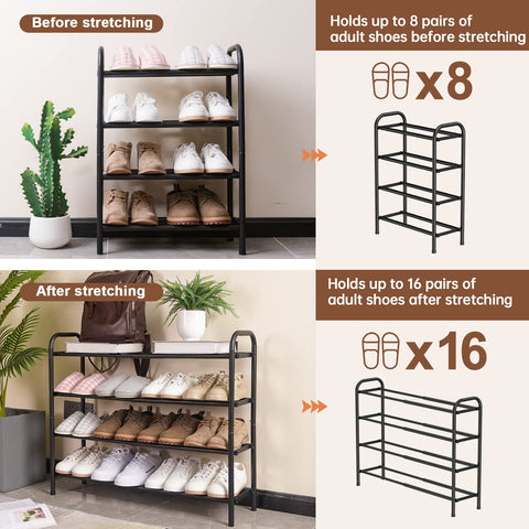 Gonfoam free-standing shoe rack setup suitable for various spaces.
