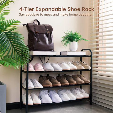 Gonfoam heavy-duty metal shoe rack supports boots and sneakers with sturdy build.