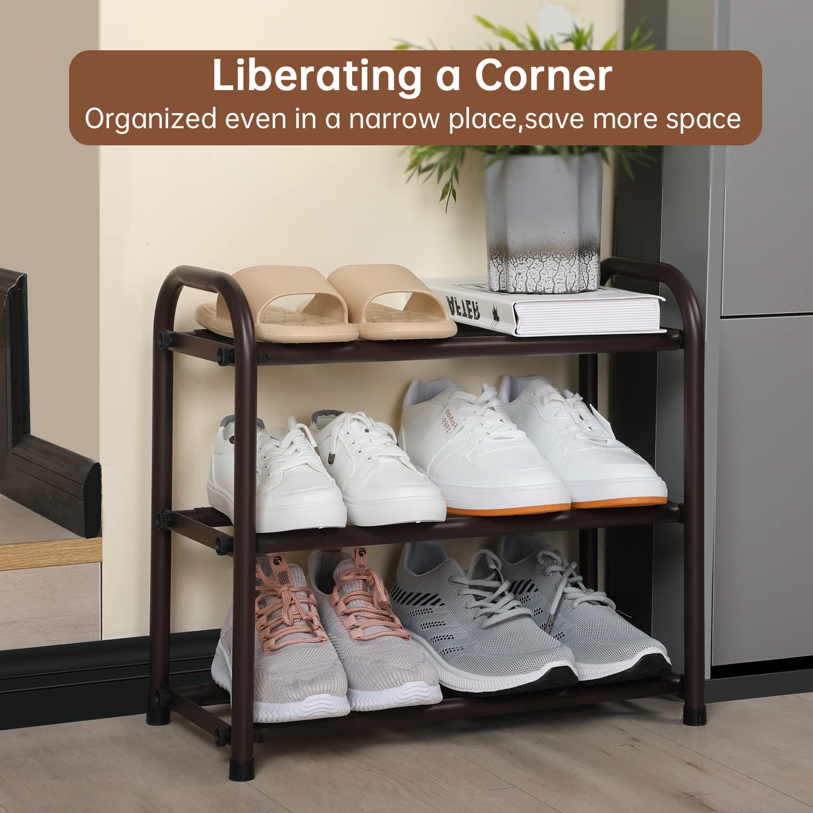 Gonfoam holds eight pairs of adult shoes neatly.