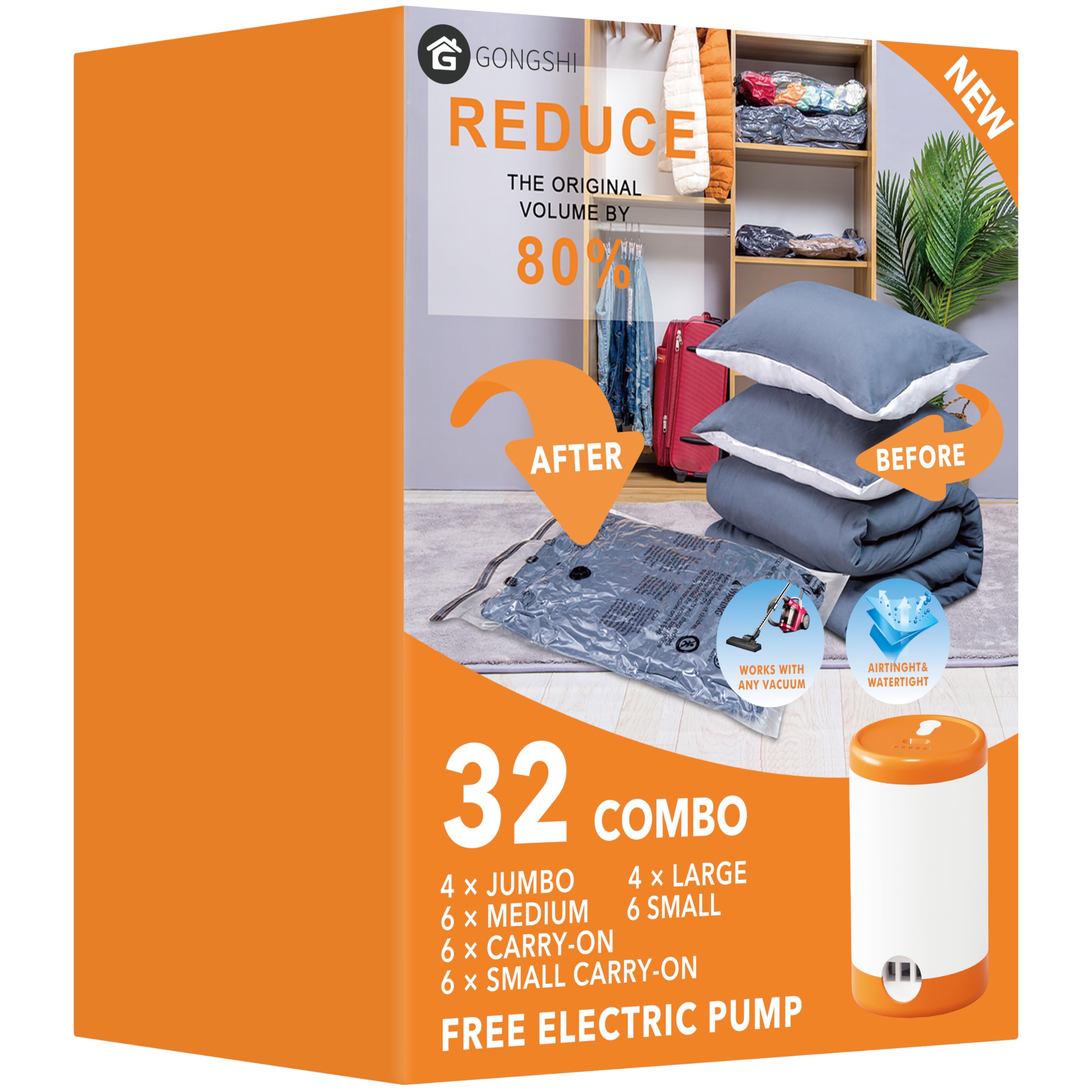 GONGSHI vacuum-seal bags for clothing and travel maximize space efficiency.