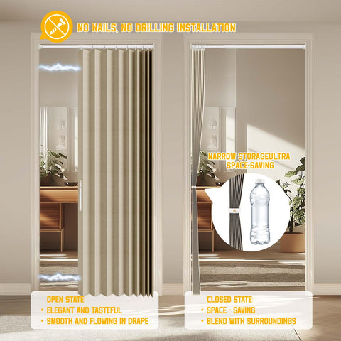 Gonnrly accordion curtain smooth-glide hook system reduces noise during use