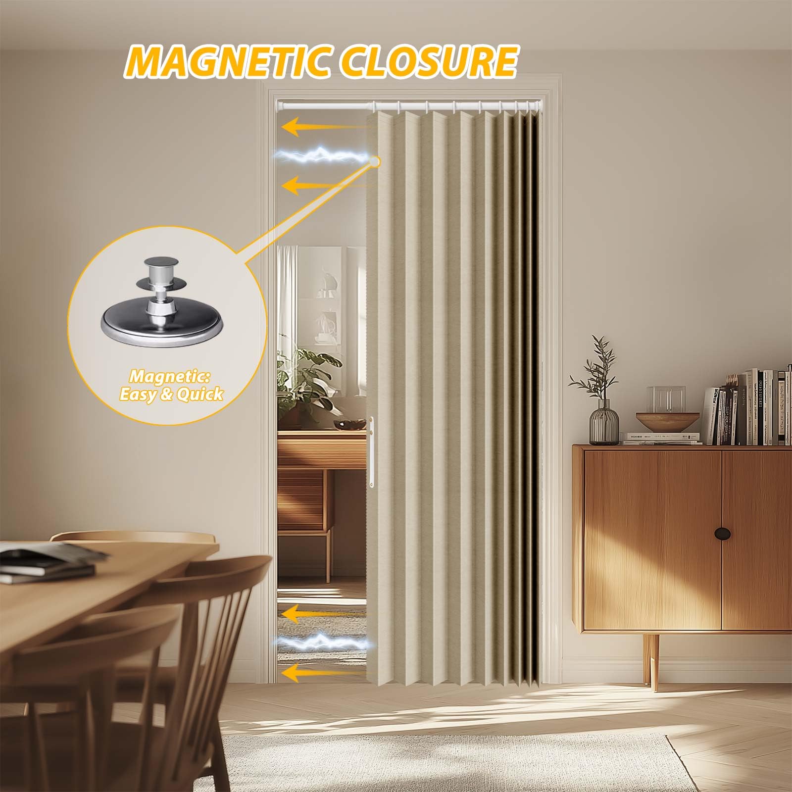 Gonnrly accordion curtain space-saving design fits small doorways