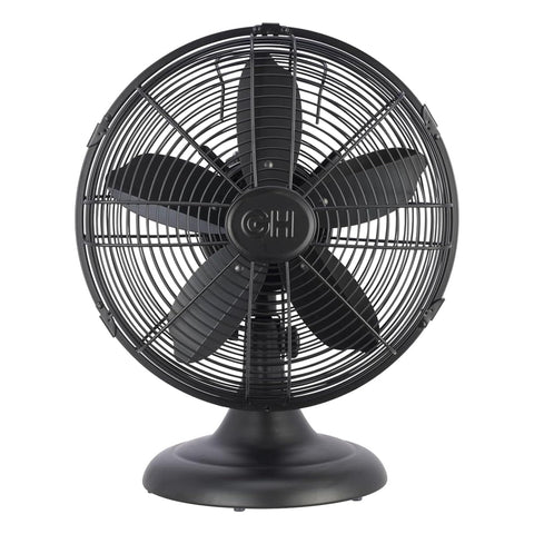 Good Housekeeping 92603 retro desk fan side angle highlights compact portable design