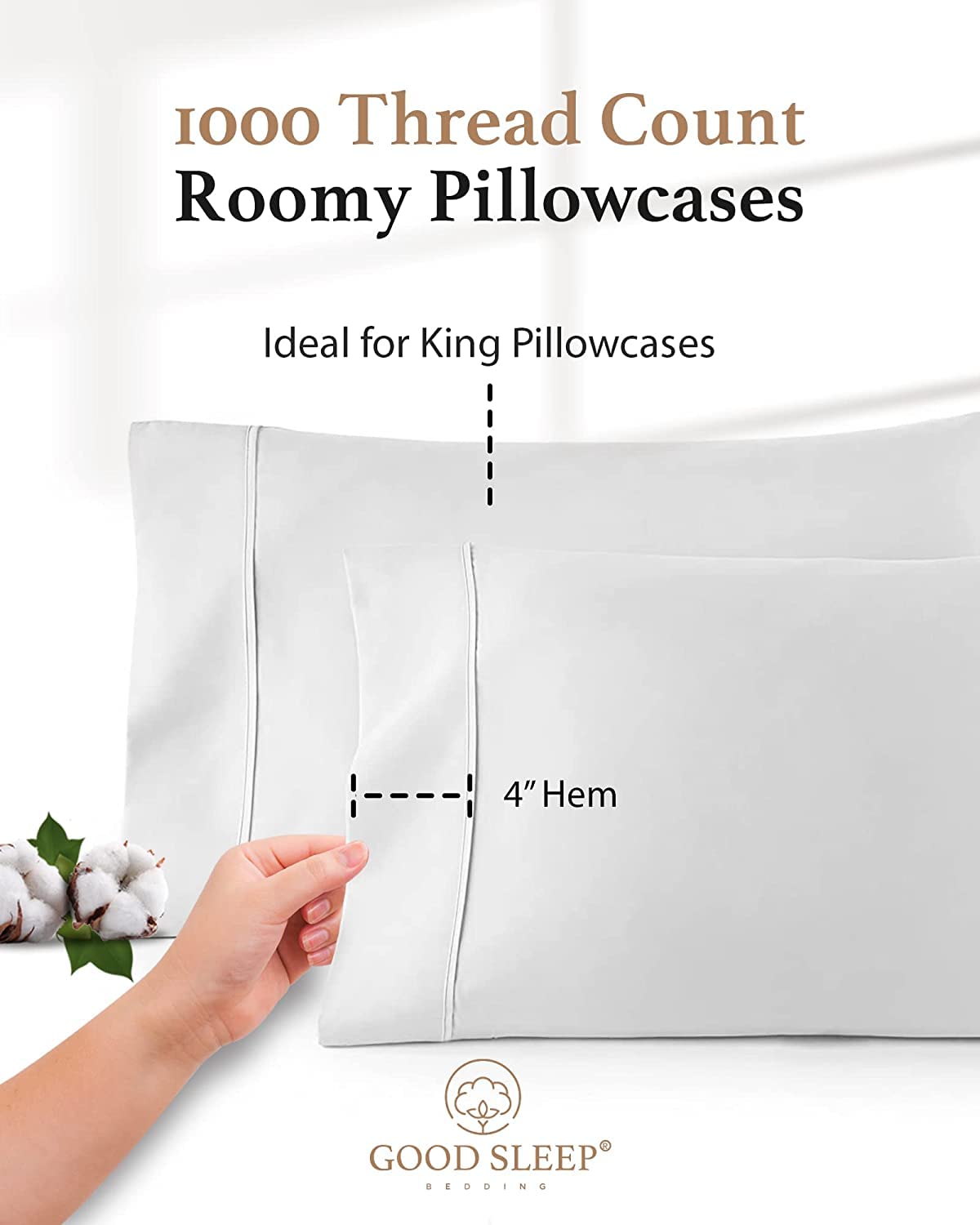 Good Sleep Bedding sateen weave detail highlights silky texture and luxury.