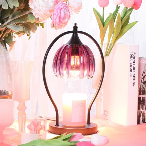 GOODBUY candle warmer lamp with purple glass shade for warm ambiance
