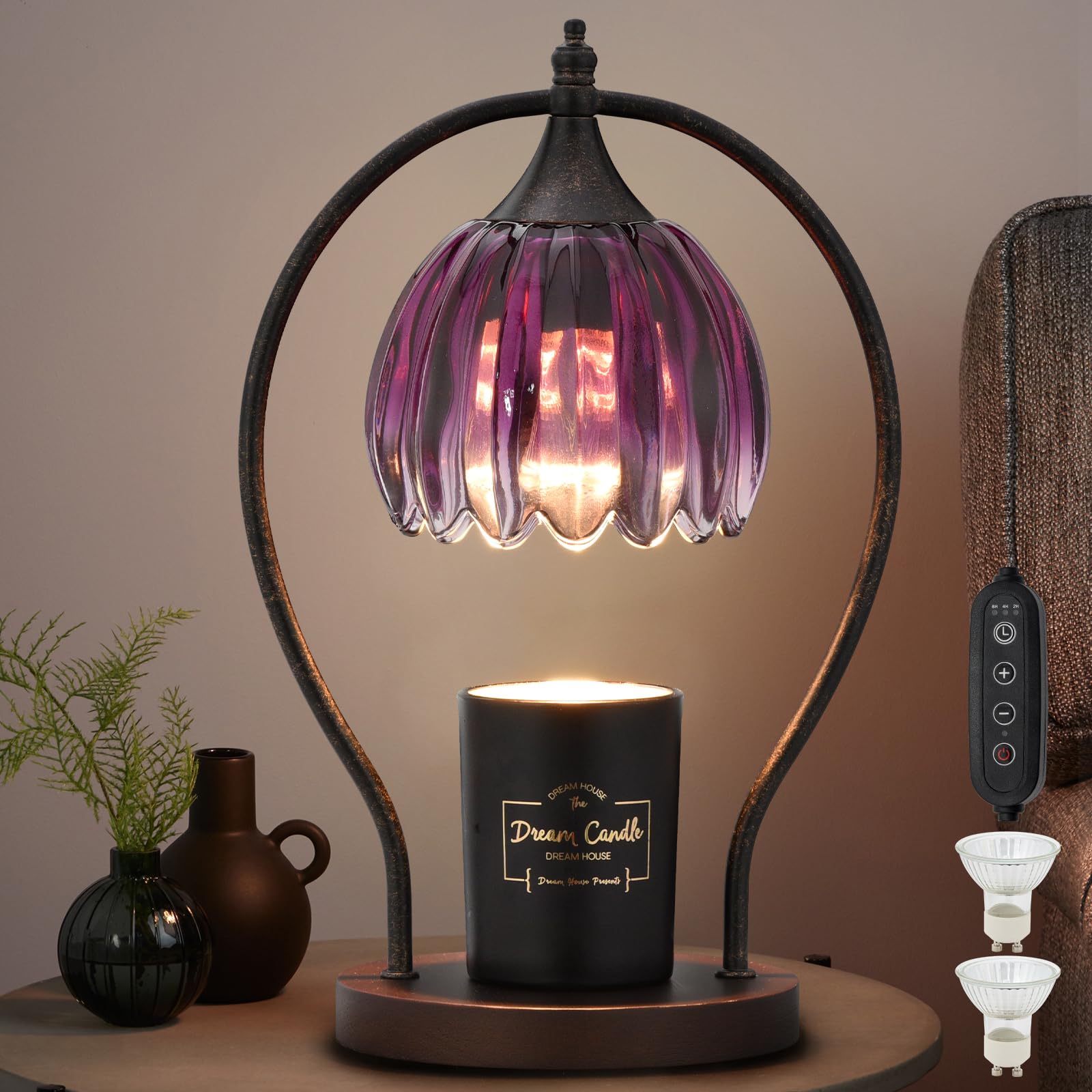 GOODBUY candle warmer lamp with vintage-black-arch provides safe flame-free melting